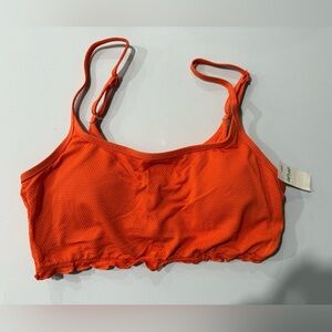 [Aerie] NWT Scoop Longline Orange Textured Ruffle Bikini Top